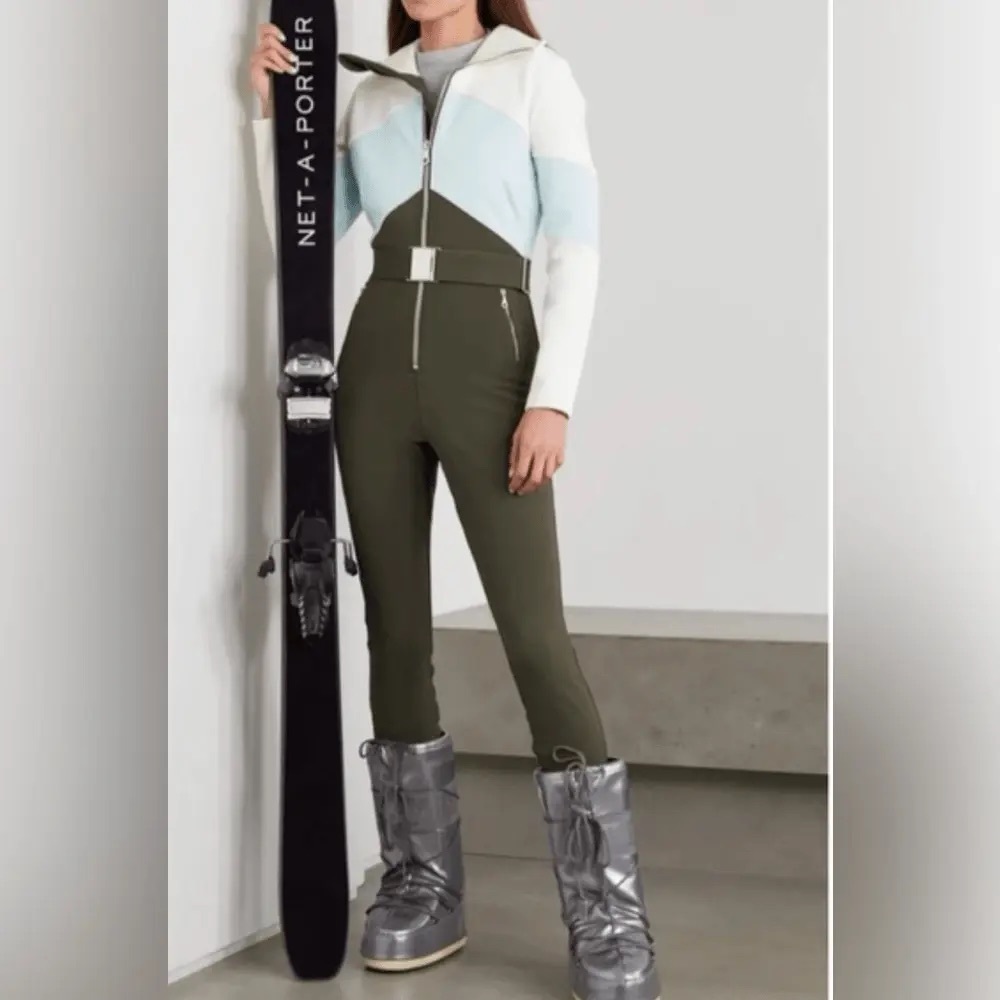 Cordova white blue green colorblock ski suit - worn for only 1 season
